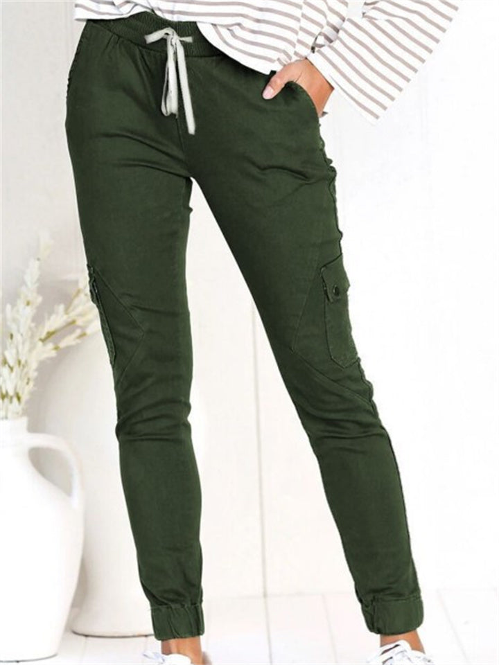 Loookus - Women's Cargo Pants Joggers Silver Black Khaki Casual Casual Daily Wear High Elasticity Full Length Breathability Solid Colored S M L XL 2XL