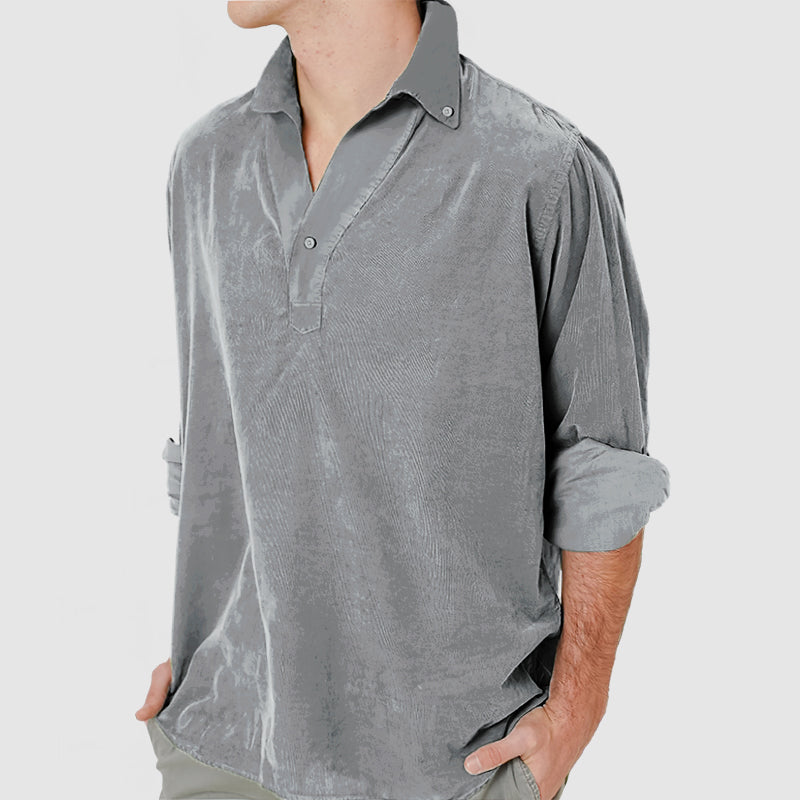 Loookus - Gentleman's V-Neck Cotton Long Sleeve Polo Shirt