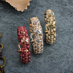 Triple Skull Tactical Bracelet – Red Camo Edition