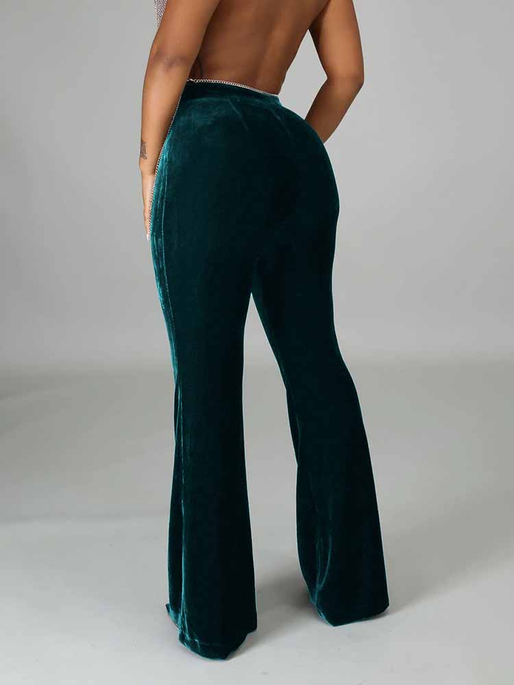 Loookus - Velvet High Waist Flare Pants