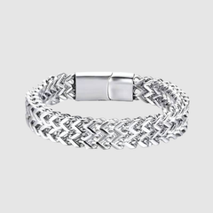 Loookus - Men's stainless steel double layer wide chain fashion neutral titanium steel thick bracelet