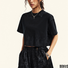 Loookus - Distressed Cropped Fitness T-Shirt