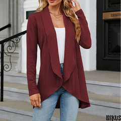 Loookus - Open Front Long Sleeve Cardigan