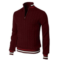 Loookus - Men's British-style Business Casual Color-blocked Zip-up High-neck Knitted Shirt