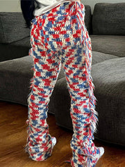 Loookus - Colorful Knit Tassel Pants