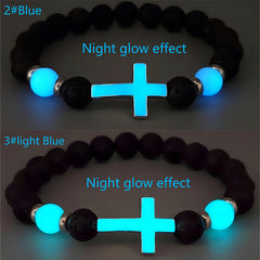 LoookUS - Lava Stone Glow-in-the-Dark Cross Bracelet