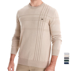 Loookus - New men's round-neck, long-sleeved slim fit knitted four textured sweater