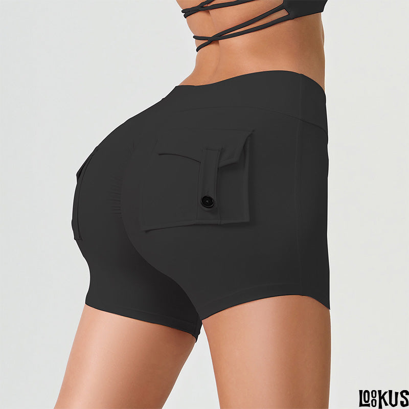 Loookus - Peach Booty High-Waisted Elastic Shorts - Sexy Butt-Lifting Quick-Dry Running Fitness Shorts