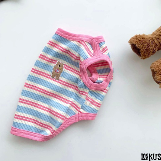 Loookus - Striped bear knit vest for pets, breathable and cute style
