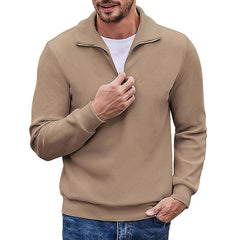 Loookus - Men's New Polo Neck Quarter Zip Sport Long Sleeve Sweater