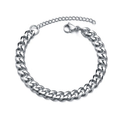 Loookus - 925 Silver  Men's titanium steel bracelet bracelet simple personality hand accessories