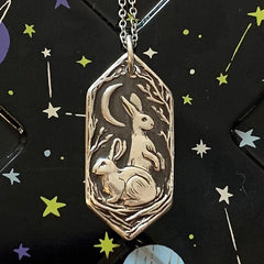 Loookus - Sterling Silver Rabbit Stamp Pendant Necklace