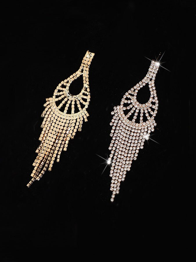 Loookus - Tassel Rhinestone Earrings