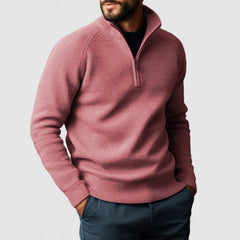 Loookus - Men's Stand Collar Zipper Cashmere Basic Sweater