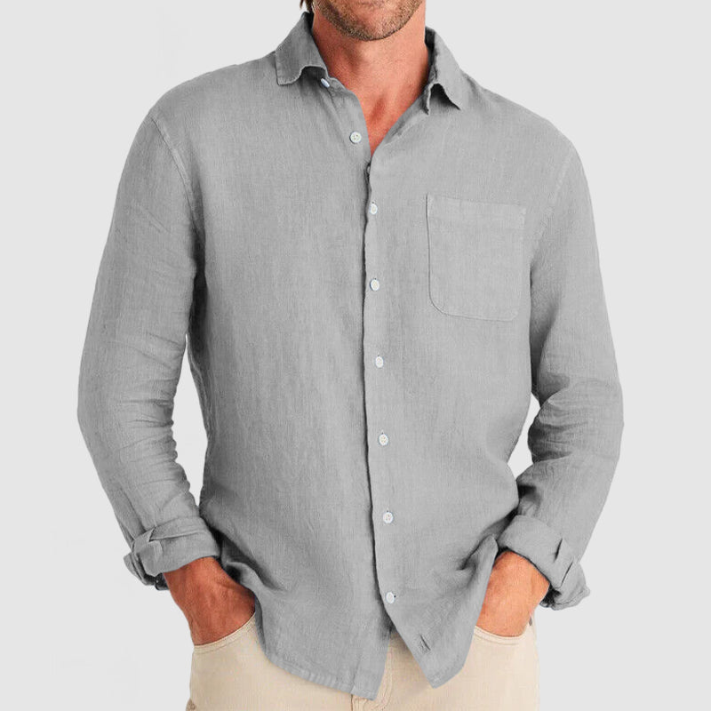 Loookus - Gentleman Simple Temperament Cotton Linen Shirt