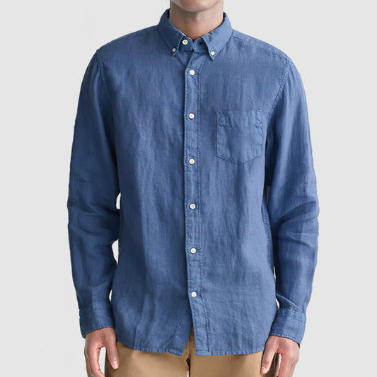 Loookus - Men's Basic Casual Cotton Linen Pocket Shirt