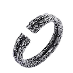 Loookus - 925 Silver Double Tap Retro Open Couple Bracelet