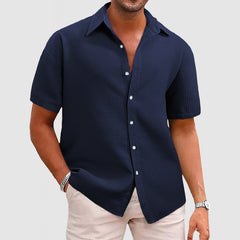Loookus - Men's Casual Waffle Short Sleeve Shirt