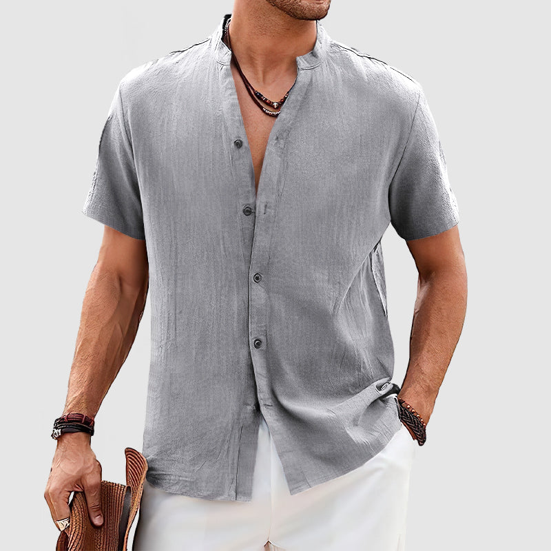 Loookus - Men's Casual Daily Cotton Linen Short Sleeve Shirt