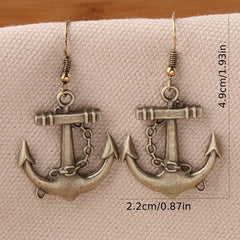 Loookus - Vintage Anchor Dangling Earrings Creative Personality Ladies Gift Zinc Alloy Jewelry