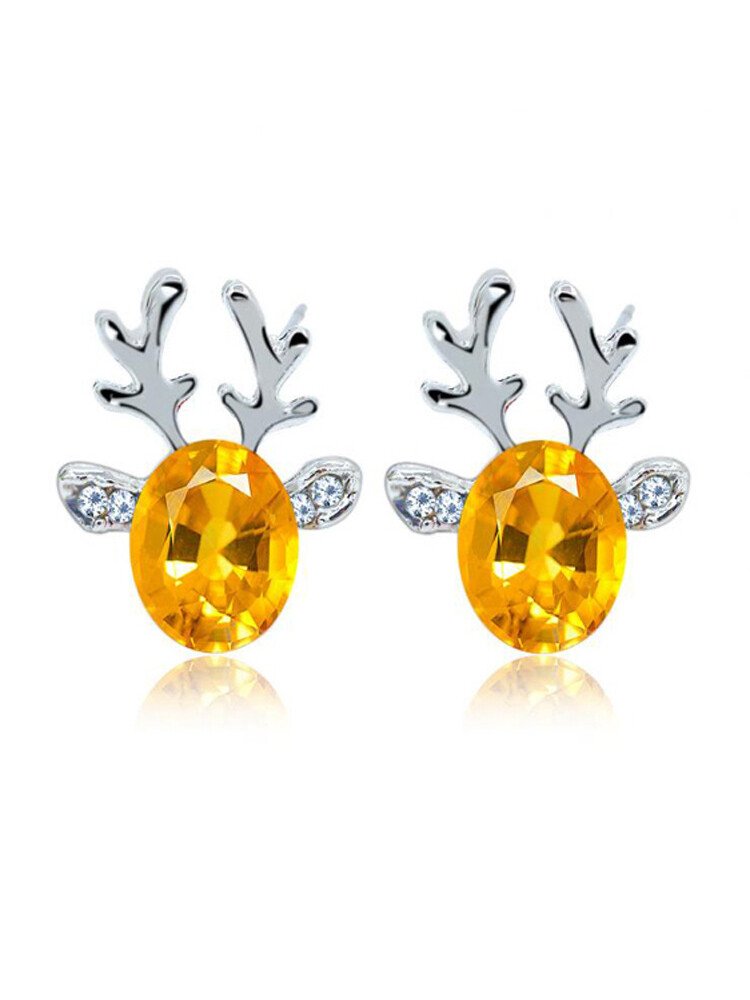 Loookus - Women's Christmas Reindeer Rhinestone Earrings