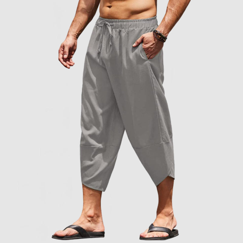 Loookus - Men's Vacation Style 7-Point Cotton Linen Beach Pants