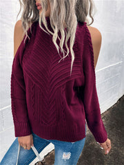 Loookus - Loose Off-the-shoulder Solid Color Casual Sweater