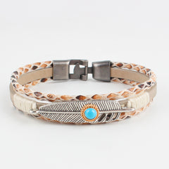 Loookus - Woven multi-layer feather bracelet