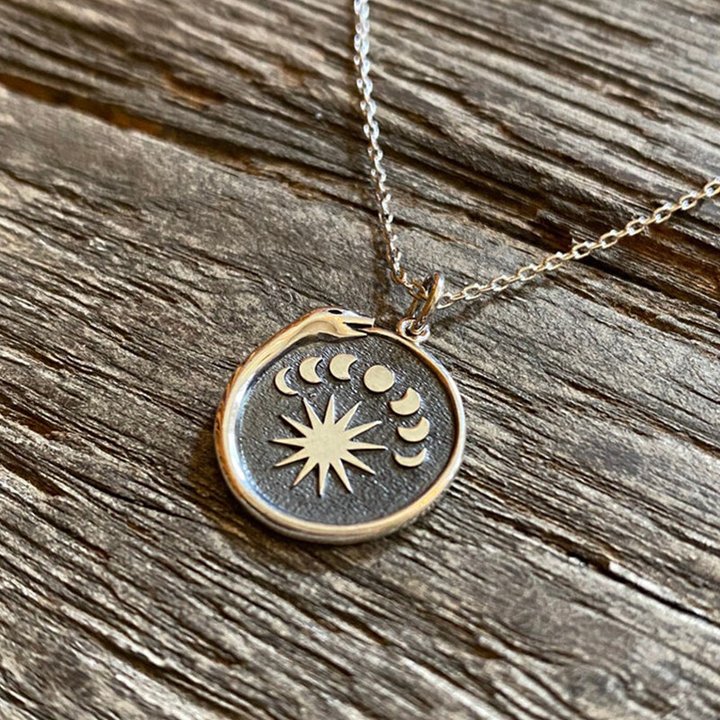 Loookus - Ouroboros Moon Phase Pendant Golden Necklace