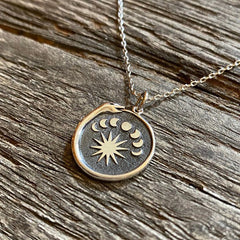 Loookus - Ouroboros Moon Phase Pendant Golden Necklace