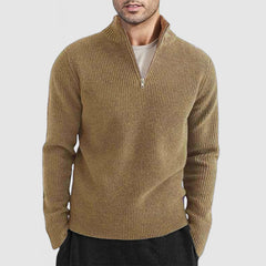 Loookus - Men's Casual Stand Collar Zipper Long Sleeve Sweater