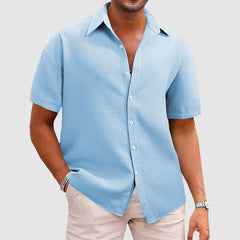Loookus - Men's Casual Waffle Short Sleeve Shirt