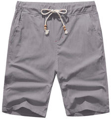 Loookus - Men's Drawstring Linen Beach Shorts