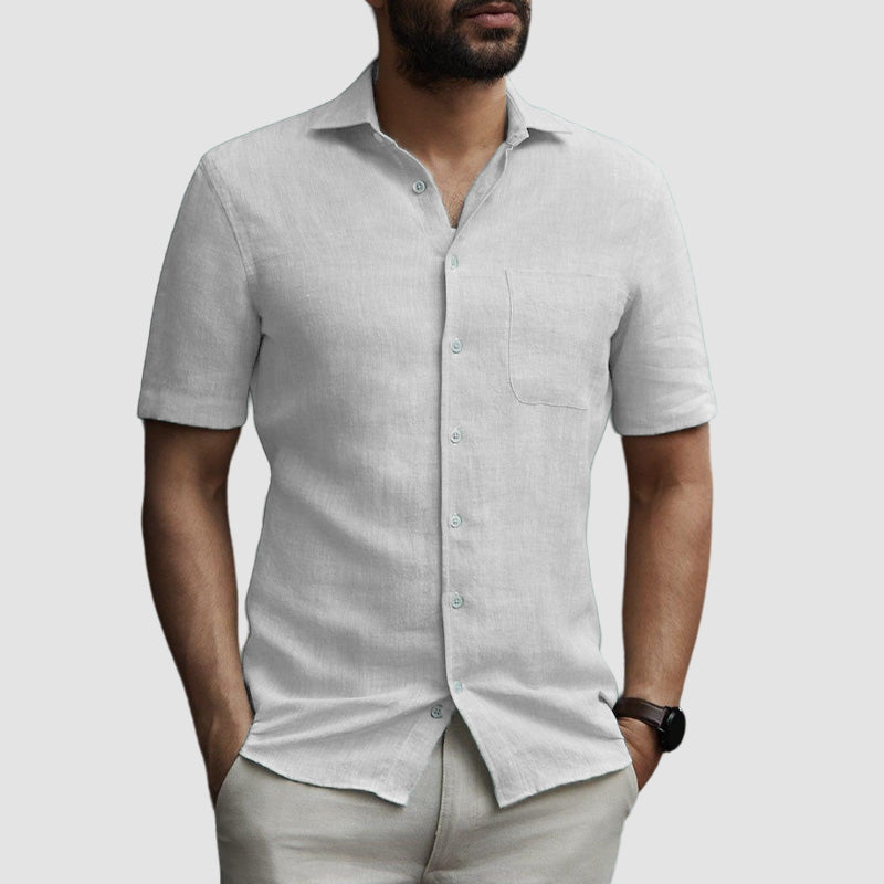 Loookus - Men's Casual Comfortable Cotton Linen Pocket Shirt