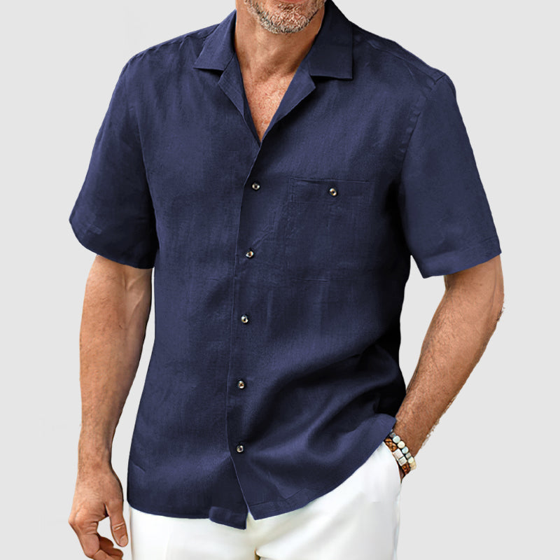 Loookus - Men's Casual Cotton Linen Pocket Shirt