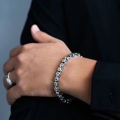Loookus - 925 Silver Vintage Sanskrit Mantra Dragon Pattern Bracelet