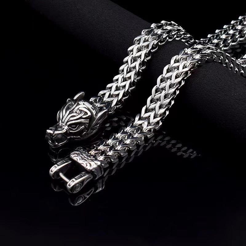 Loookus - 925 Silver Punk Wolf Head Bracelets