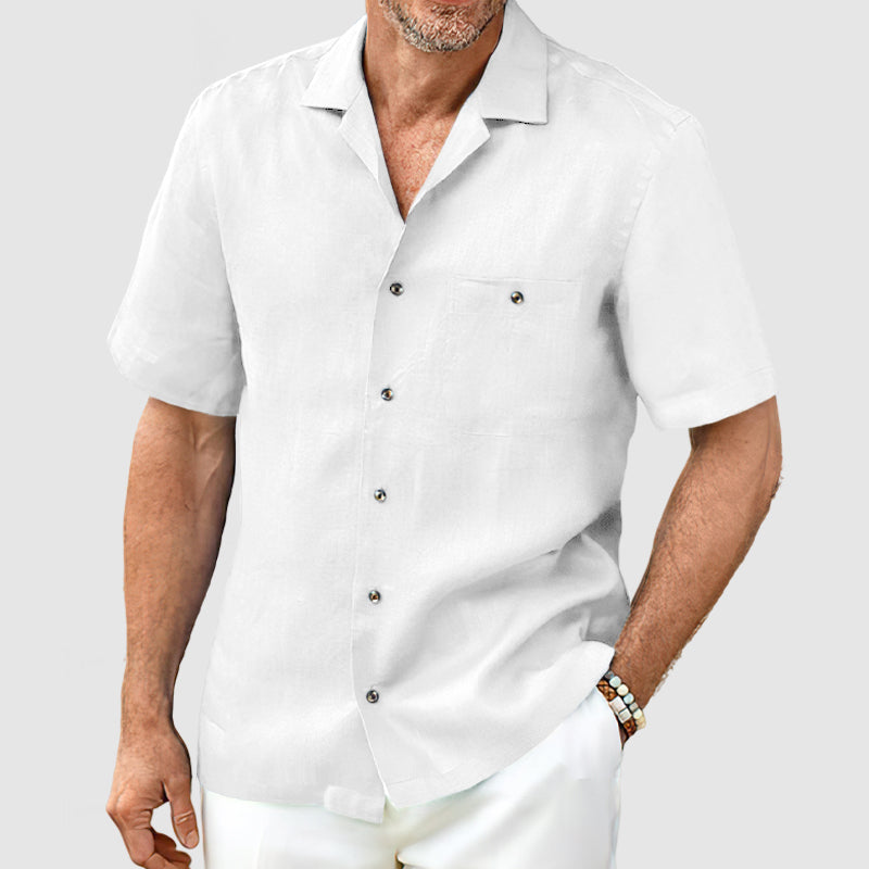 Loookus - Men's Casual Cotton Linen Pocket Shirt