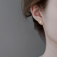 Loookus - Gold Plated Sterling Silver Post Star Earrings