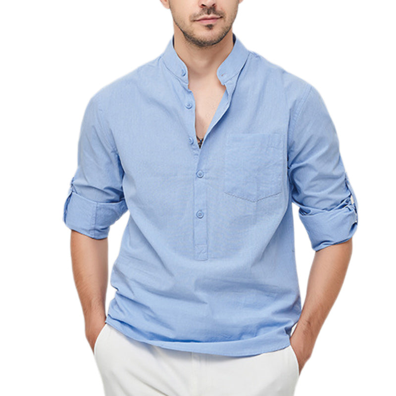 Loookus - Men's Cotton Henley Vacation Shirt