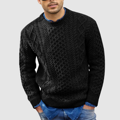 Loookus - Men's Solid Color Jacket Knit Twisted Flower Sweater