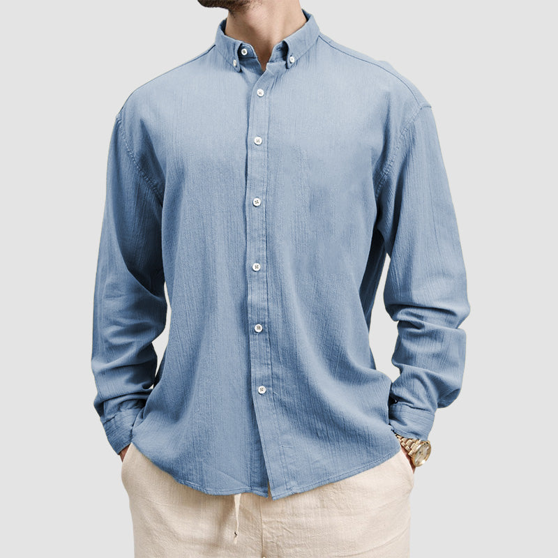 Loookus - Men's Basic Casual Cotton Linen Shirt