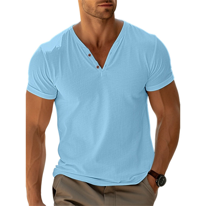 Loookus - Mens Summer Casual Beach Solid Color T Shirt