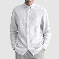 Loookus - Men's Basic Casual Cotton Linen Pocket Shirt