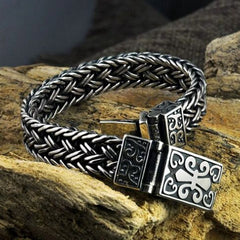 Loookus - 925 Silver Bracelet for Man Personality Woven