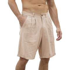 Loookus - Men's Shorts Linen Shorts Summer Shorts Beach Shorts Pocket Plain Comfort Breathable Outdoor