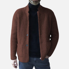 Loookus - Men's Casual Lapel Long Sleeve Knit Jacket