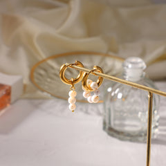 Loookus - Asymmetrical Natural Freshwater Pearl Pendant Earrings