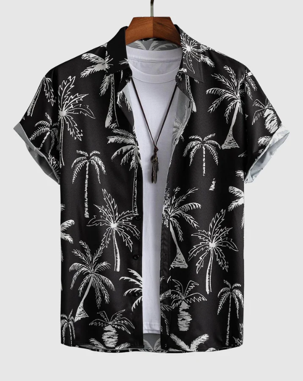 Loookus - Men's new summer shirt cardigan casual versatile stylish print comfortable short-sleeved breathable sports top