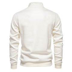 Loookus - Men's fashion Pure Color Stand-up Half-zip Long-sleeved Sweatshirt